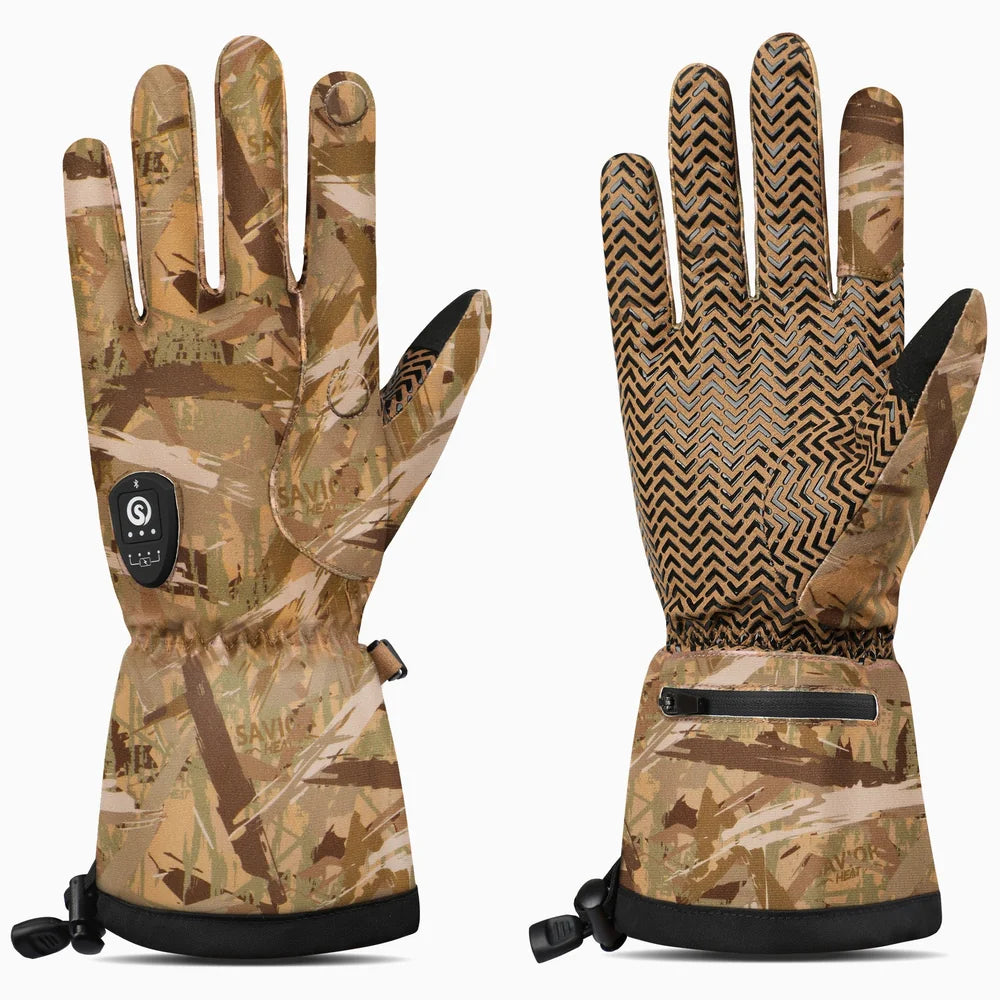 Verwarmde jachthandschoenen camouflage bruin met accu